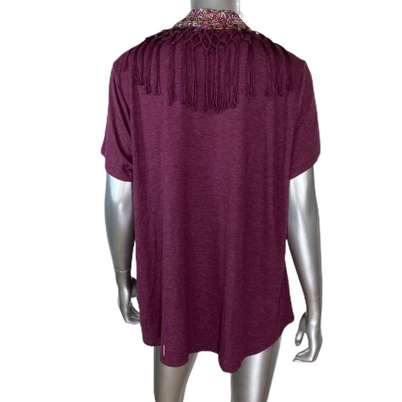 Style & Co Purple Top with Fringe Scarf 1X - Picture 4 of 5